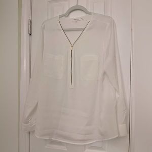 Calvin Klein white zipper blouse